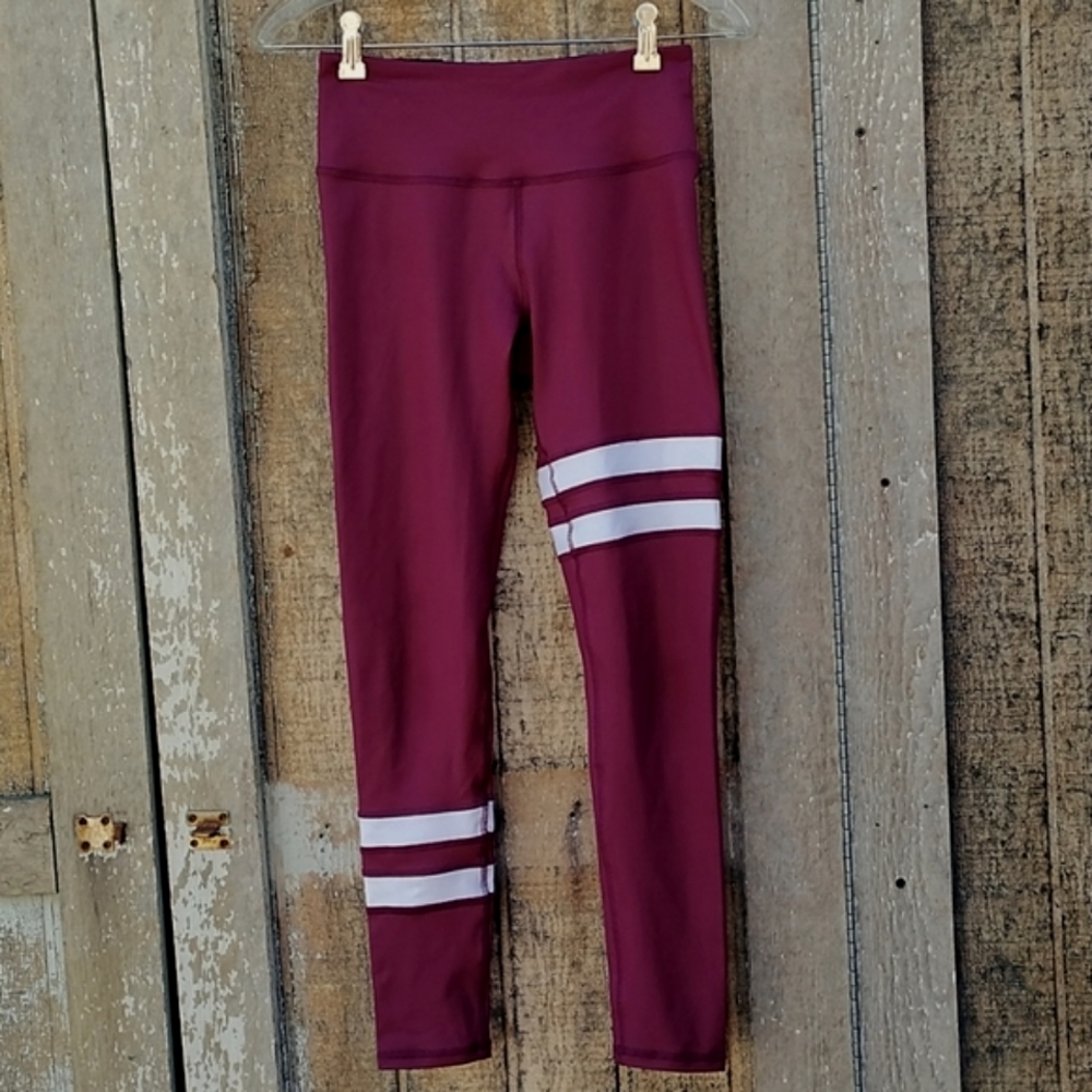 Gottex burgundy athletic workout yoga leggings sz small